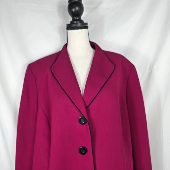 Jones Studio Blazer Women 18W Pink Fuchsia 3 Button Lined Career Jacket Preppy - Picture 3 of 12